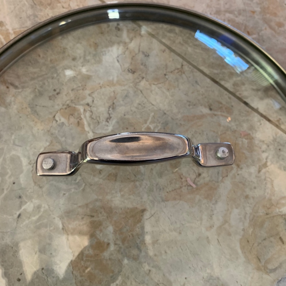 Preowned 10” Large Size Glass Replacement Lid Cover With Silver Handle - Picture 3 of 4